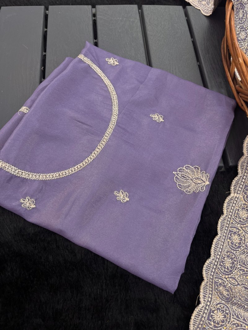 Ktd 2017 Chocolate Silk With Embroidery Work Saree